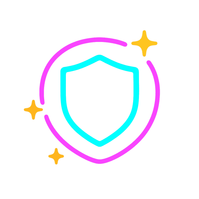 A flat vector icon of a shimmering energy shield representing a platformer-style buff effect. The glowing aura is rendered in a bold neon glow palette, with vibrant blues and purples radiating in a side-scroller perspective. Designed with clean lines and minimal detail for a crisp, modern UI-friendly look.